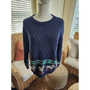 Worthington Vintage Rocking Horse Sweater Women’s Size S Made in USA